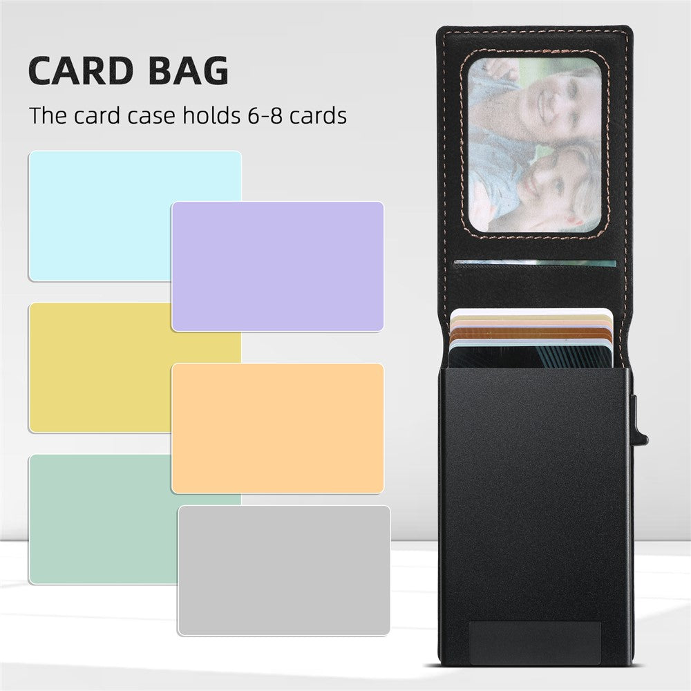 SUTENI H19 For iPhone 14 Pro Magnetic Case Card Holder Kickstand Litchi Texture Leather Back Cover