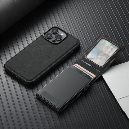 SUTENI H19 For iPhone 14 Pro Magnetic Case Card Holder Kickstand Litchi Texture Leather Back Cover