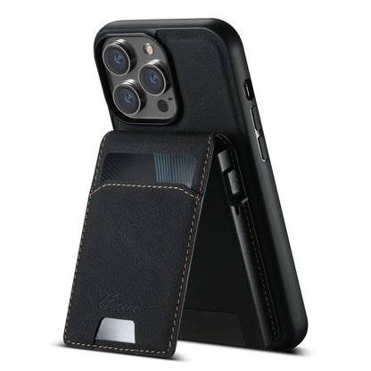 SUTENI H19 For iPhone 14 Pro Magnetic Case Card Holder Kickstand Litchi Texture Leather Back Cover