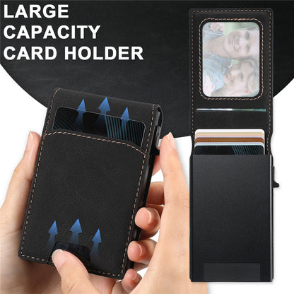 SUTENI H19 For iPhone 14 Pro Magnetic Case Card Holder Kickstand Litchi Texture Leather Back Cover