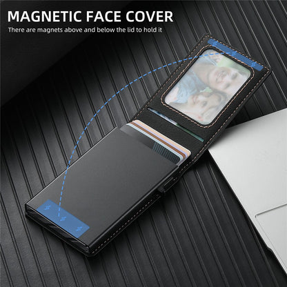 SUTENI H19 For iPhone 14 Pro Magnetic Case Card Holder Kickstand Litchi Texture Leather Back Cover