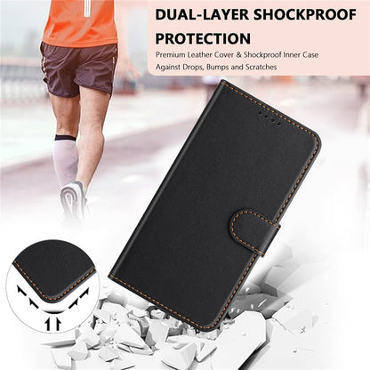 For iPhone 14 Pro Leather Case Wallet Stand Solid Color Anti Drop Phone Cover