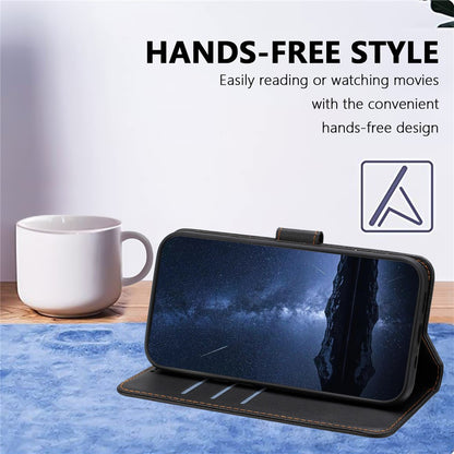 For iPhone 14 Pro Leather Case Wallet Stand Solid Color Anti Drop Phone Cover