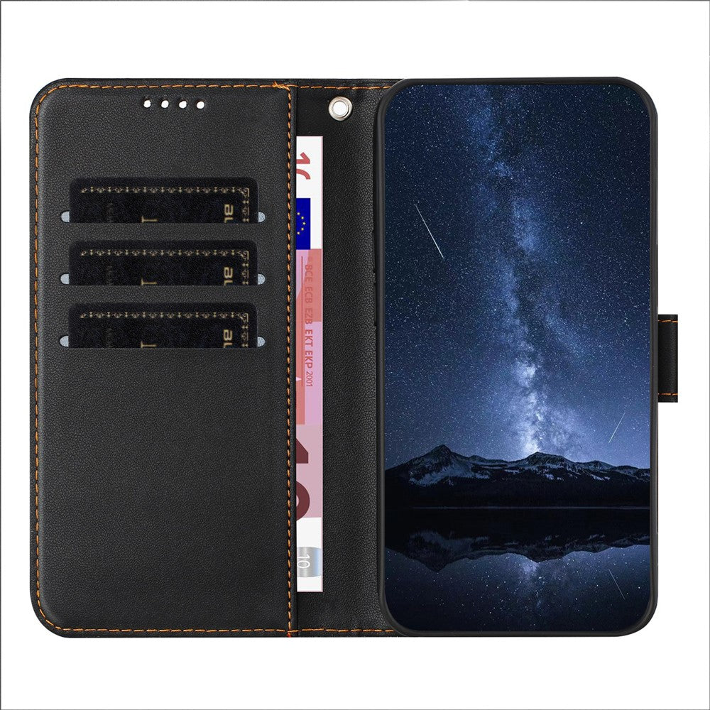 For iPhone 14 Pro Leather Case Wallet Stand Solid Color Anti Drop Phone Cover
