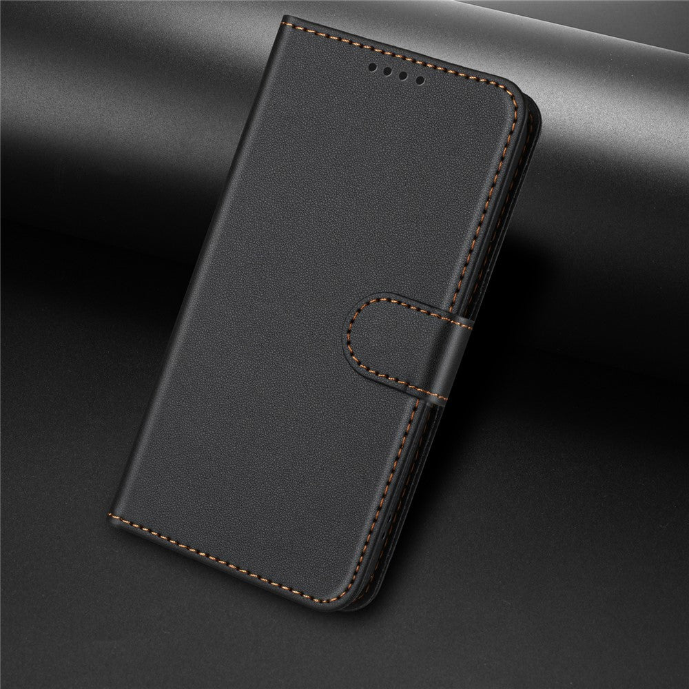 For iPhone 14 Pro Leather Case Wallet Stand Solid Color Anti Drop Phone Cover