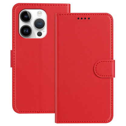 For iPhone 14 Pro Leather Case Wallet Stand Solid Color Anti Drop Phone Cover