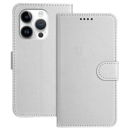 For iPhone 14 Pro Leather Case Wallet Stand Solid Color Anti Drop Phone Cover