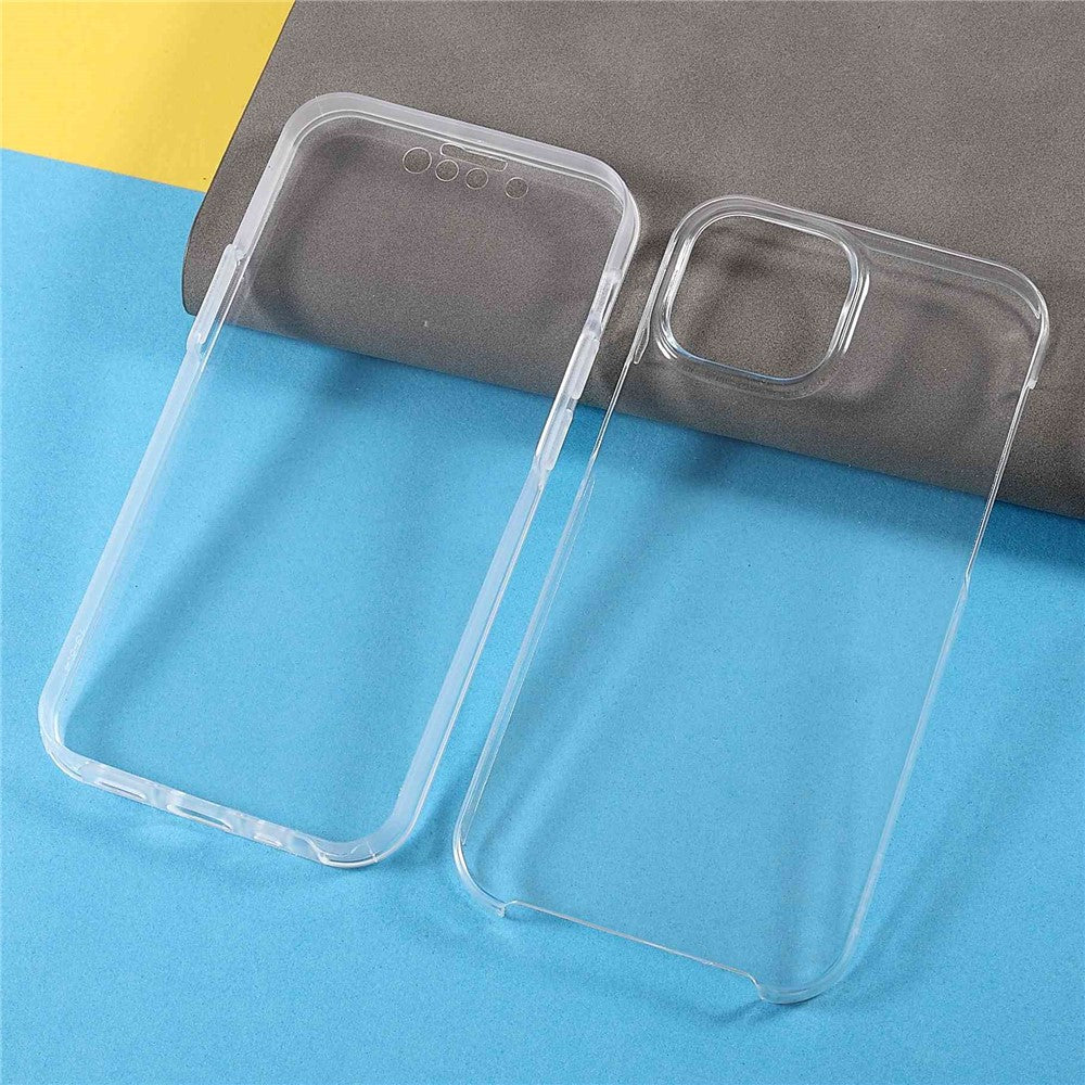 PET Screen Protector Phone Case for iPhone 14 Plus, TPU + Acrylic Detachable 2-in-1 Drop-proof Full Protection Cover