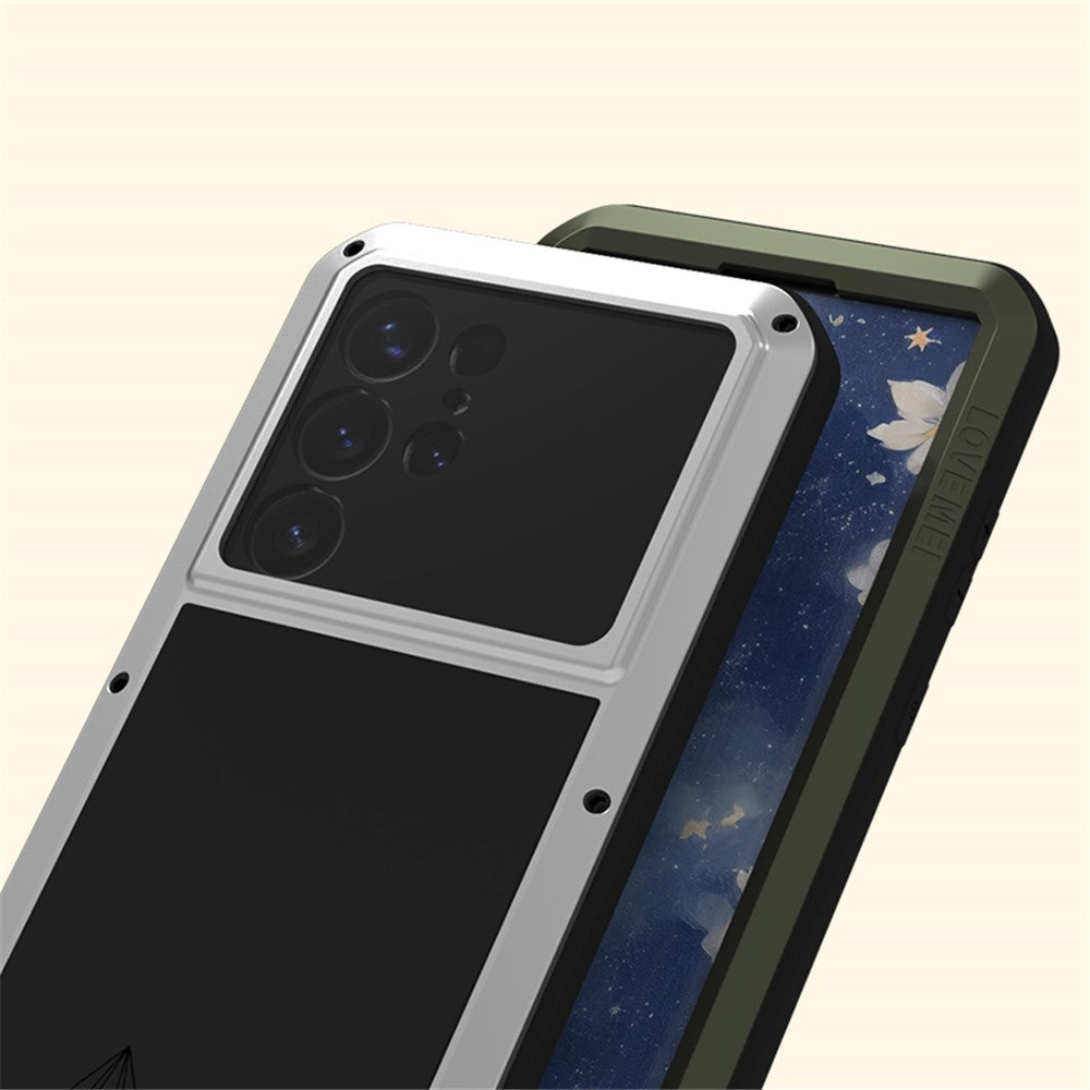 LOVE MEI For Samsung Galaxy S25 Ultra Case with Tempered Glass Film Metal + Silicone Phone Cover