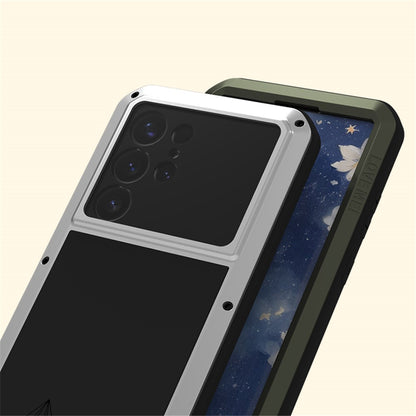 LOVE MEI For Samsung Galaxy S25 Ultra Case with Tempered Glass Film Metal + Silicone Phone Cover