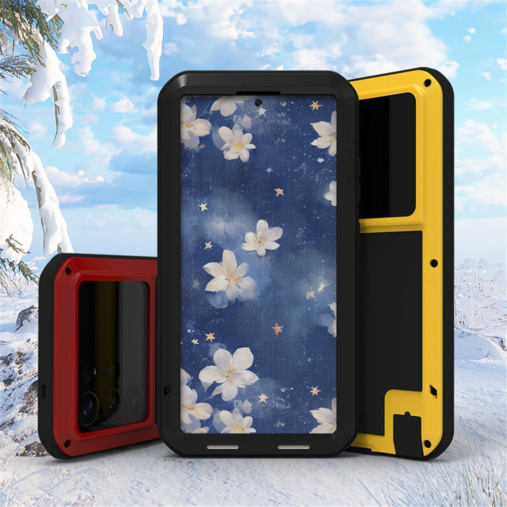 LOVE MEI For Samsung Galaxy S25 Ultra Case with Tempered Glass Film Metal + Silicone Phone Cover