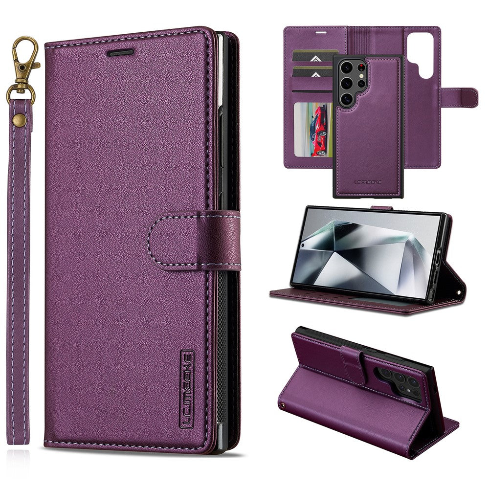 LC.IMEEKE L2 Series for Samsung Galaxy S25 Ultra Case PU Leather Wallet Detachable Magnetic Phone Cover