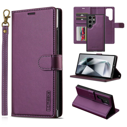 LC.IMEEKE L2 Series for Samsung Galaxy S25 Ultra Case PU Leather Wallet Detachable Magnetic Phone Cover