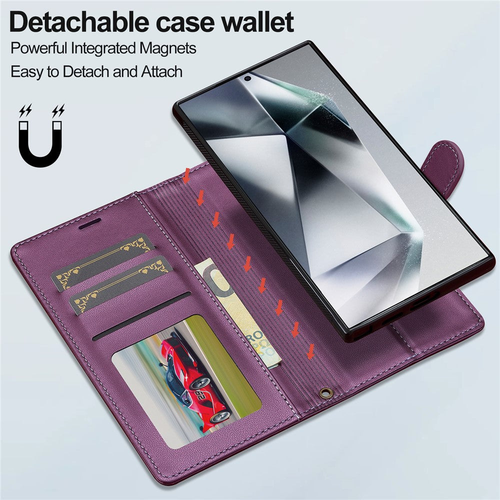 LC.IMEEKE L2 Series for Samsung Galaxy S25 Ultra Case PU Leather Wallet Detachable Magnetic Phone Cover