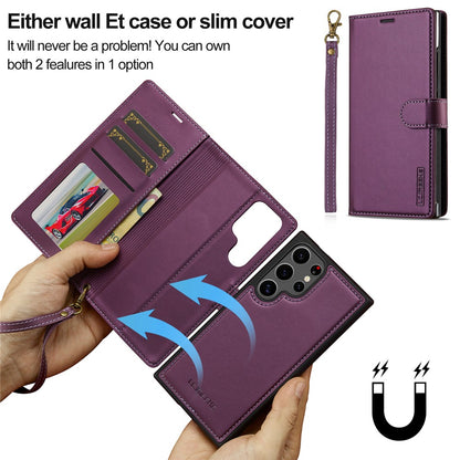LC.IMEEKE L2 Series for Samsung Galaxy S25 Ultra Case PU Leather Wallet Detachable Magnetic Phone Cover