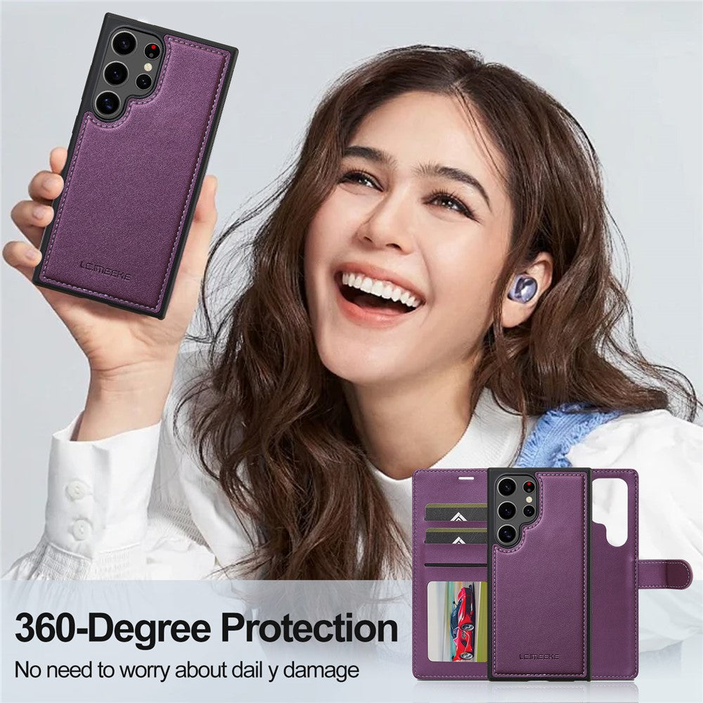 LC.IMEEKE L2 Series for Samsung Galaxy S25 Ultra Case PU Leather Wallet Detachable Magnetic Phone Cover
