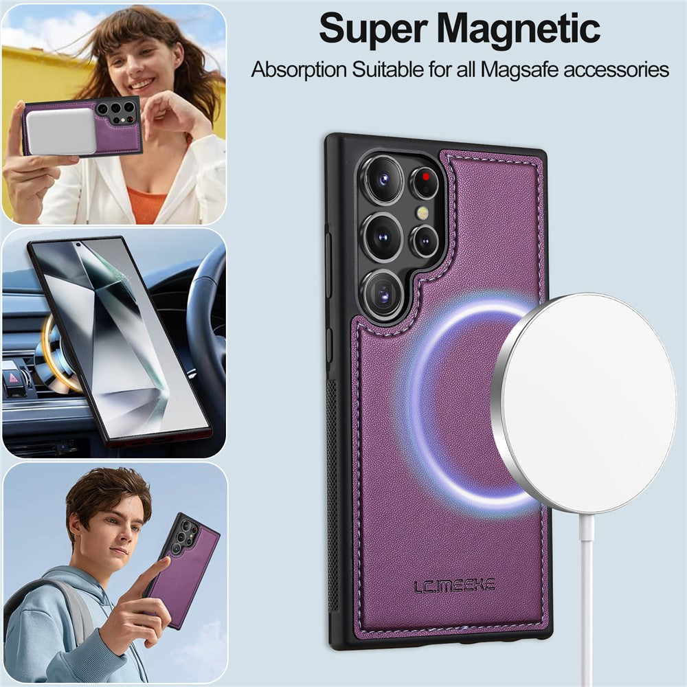 LC.IMEEKE L2 Series for Samsung Galaxy S25 Ultra Case PU Leather Wallet Detachable Magnetic Phone Cover