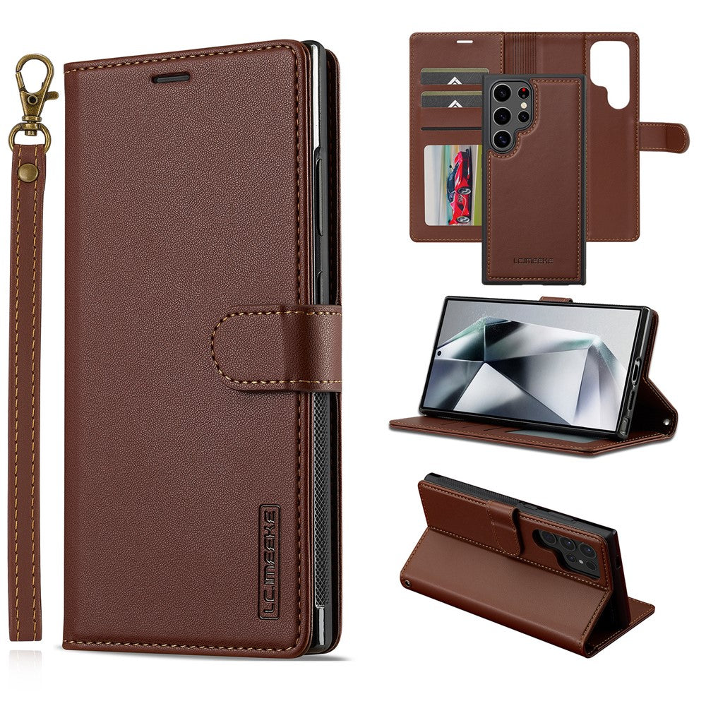 LC.IMEEKE L2 Series for Samsung Galaxy S25 Ultra Case PU Leather Wallet Detachable Magnetic Phone Cover
