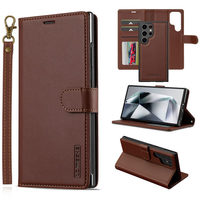LC.IMEEKE L2 Series for Samsung Galaxy S25 Ultra Case PU Leather Wallet Detachable Magnetic Phone Cover