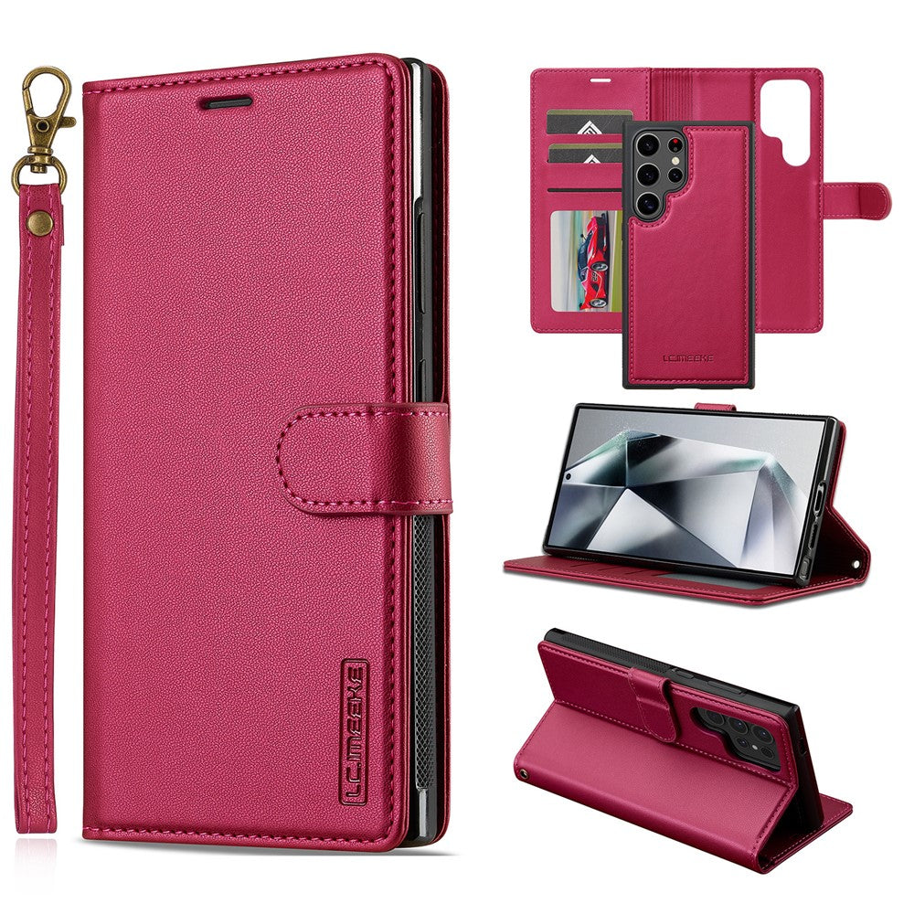 LC.IMEEKE L2 Series for Samsung Galaxy S25 Ultra Case PU Leather Wallet Detachable Magnetic Phone Cover