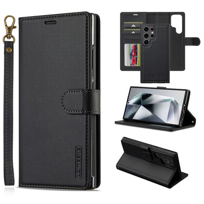 LC.IMEEKE L2 Series for Samsung Galaxy S25 Ultra Case PU Leather Wallet Detachable Magnetic Phone Cover