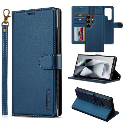 LC.IMEEKE L2 Series for Samsung Galaxy S25 Ultra Case PU Leather Wallet Detachable Magnetic Phone Cover