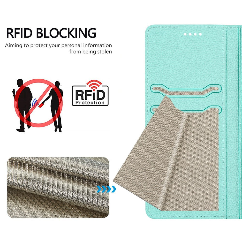 For iPhone 17e / 16e Wallet Case RFID Blocking Litchi Texture Leather Mobile Cover