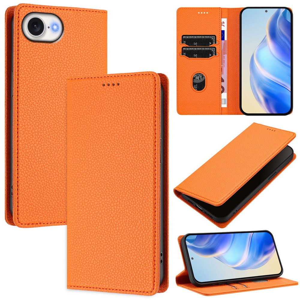 For iPhone 17e / 16e Wallet Case RFID Blocking Litchi Texture Leather Mobile Cover