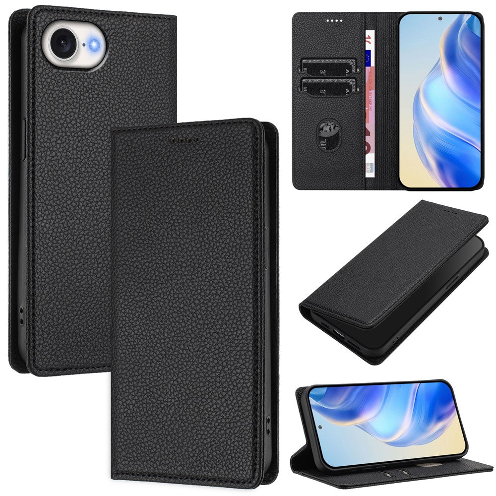For iPhone 17e / 16e Wallet Case RFID Blocking Litchi Texture Leather Mobile Cover