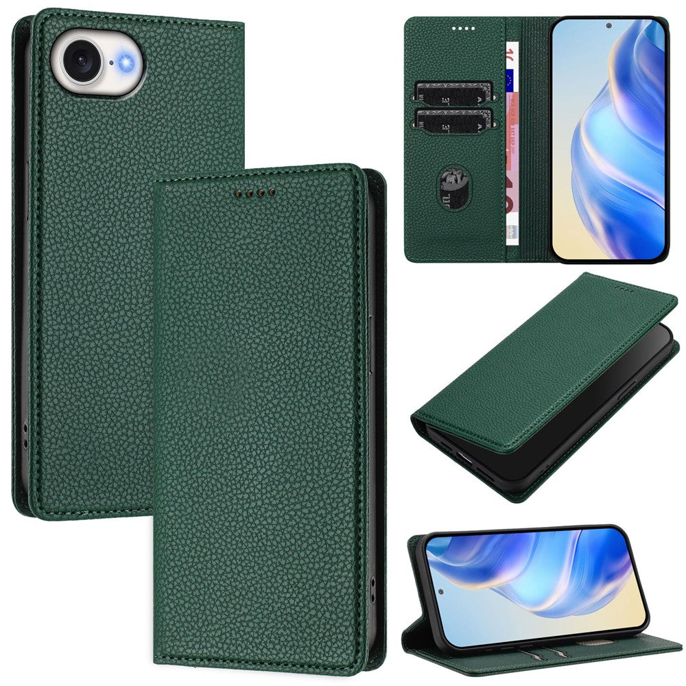 For iPhone 17e / 16e Wallet Case RFID Blocking Litchi Texture Leather Mobile Cover