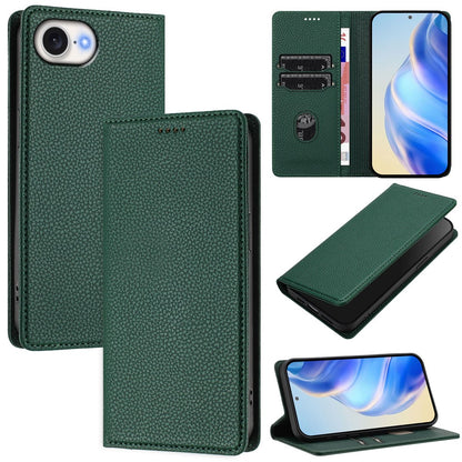 For iPhone 17e / 16e Wallet Case RFID Blocking Litchi Texture Leather Mobile Cover