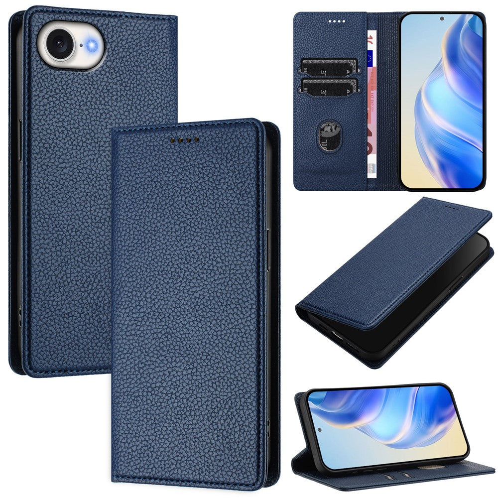 For iPhone 17e / 16e Wallet Case RFID Blocking Litchi Texture Leather Mobile Cover