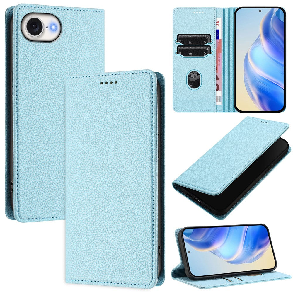 For iPhone 17e / 16e Wallet Case RFID Blocking Litchi Texture Leather Mobile Cover