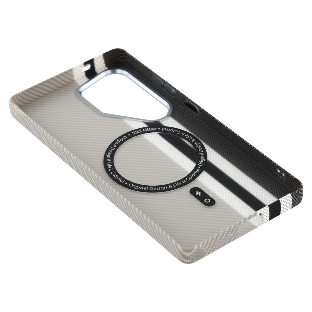For Samsung Galaxy S25 Ultra Magnetic Case Carbon Fiber Texture Water Transfer PC Phone Cover