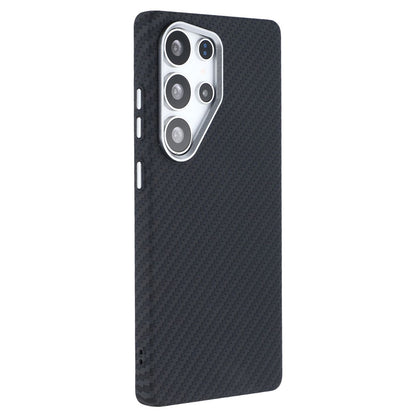 For Samsung Galaxy S25 Ultra Magnetic Case Carbon Fiber Texture Water Transfer PC Phone Cover