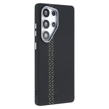 For Samsung Galaxy S25 Ultra Magnetic Case Carbon Fiber Texture Water Transfer PC Phone Cover