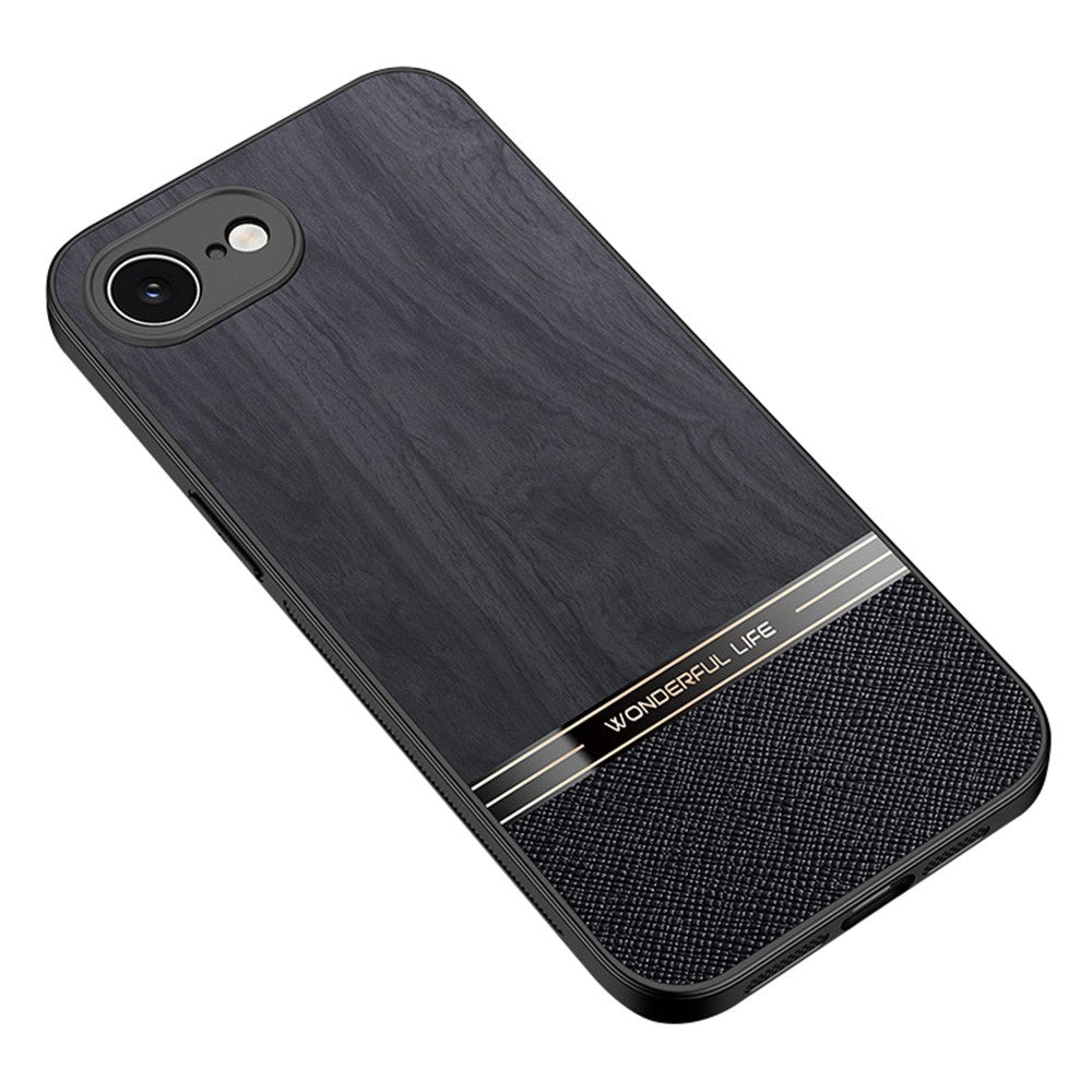 For iPhone 17e / 16e Case Wood Texture Leather + TPU Protective Phone Cover