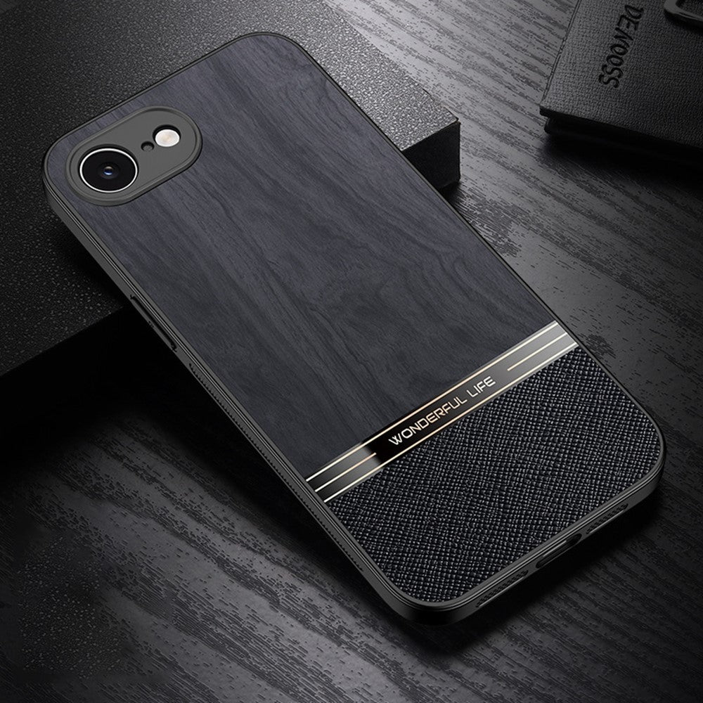 For iPhone 17e / 16e Case Wood Texture Leather + TPU Protective Phone Cover