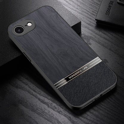 For iPhone 17e / 16e Case Wood Texture Leather + TPU Protective Phone Cover