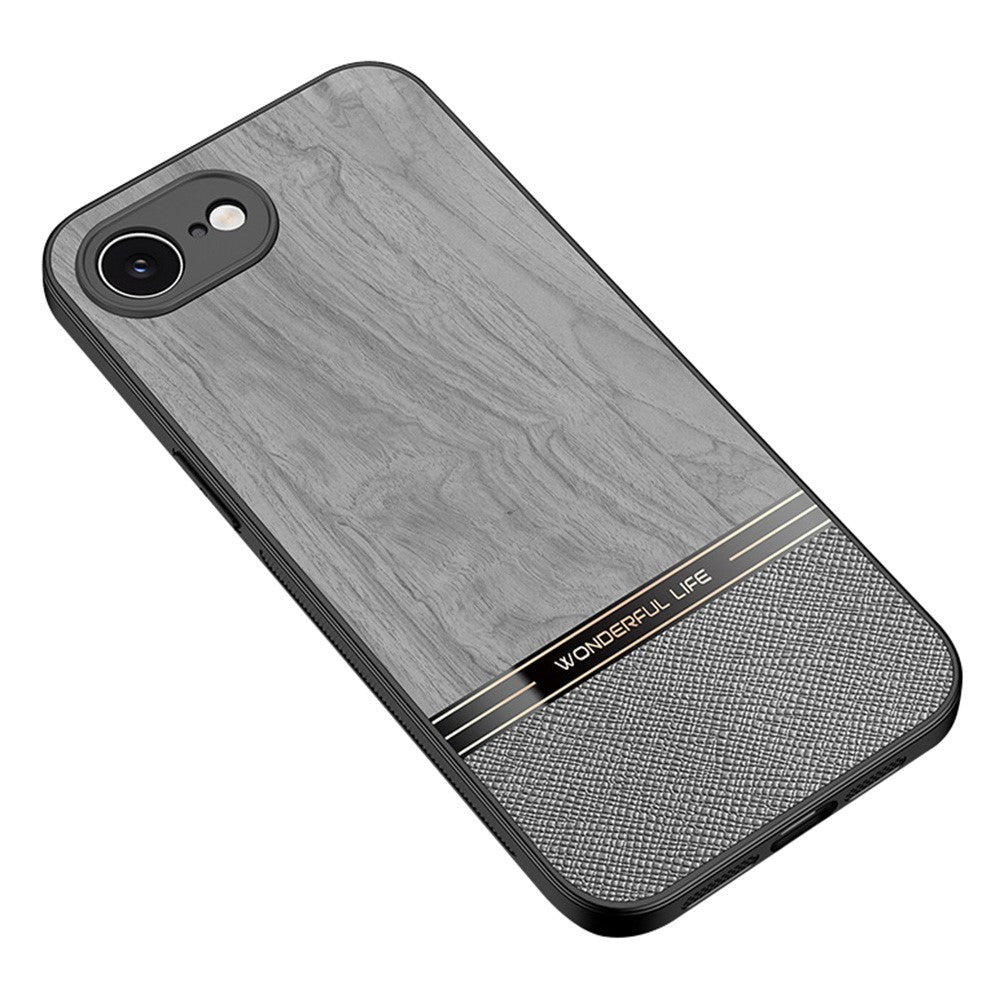 For iPhone 17e / 16e Case Wood Texture Leather + TPU Protective Phone Cover