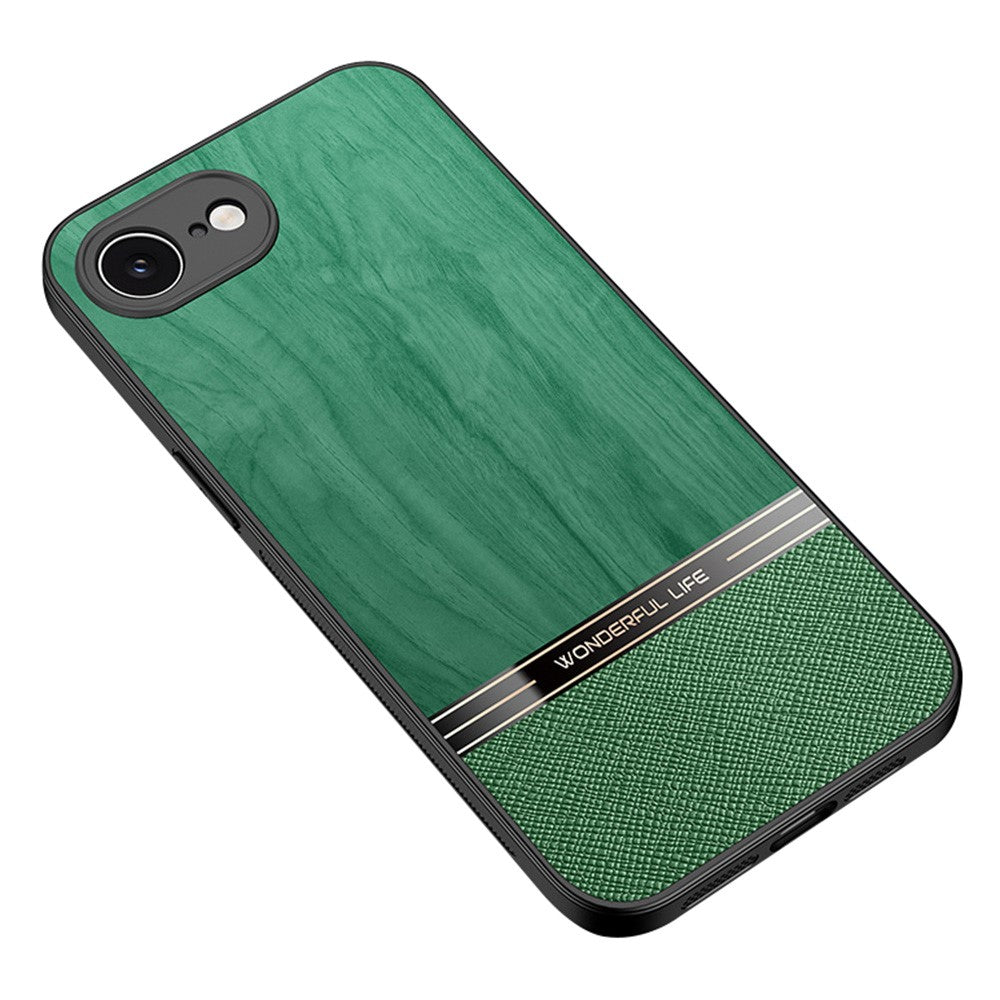 For iPhone 17e / 16e Case Wood Texture Leather + TPU Protective Phone Cover