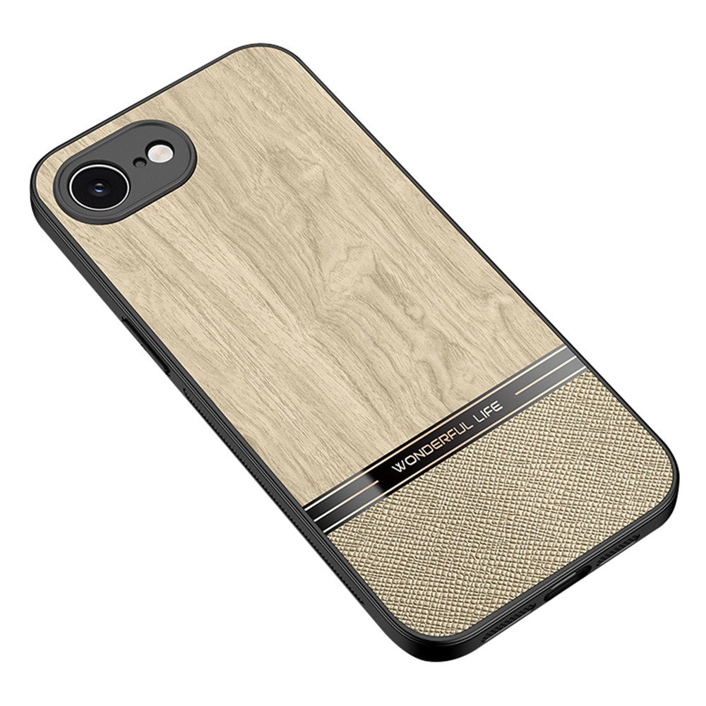 For iPhone 17e / 16e Case Wood Texture Leather + TPU Protective Phone Cover