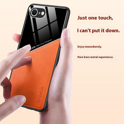 For iPhone 17e / 16e Case Leather Coated PC+TPU Phone Back Cover