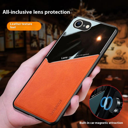 For iPhone 17e / 16e Case Leather Coated PC+TPU Phone Back Cover