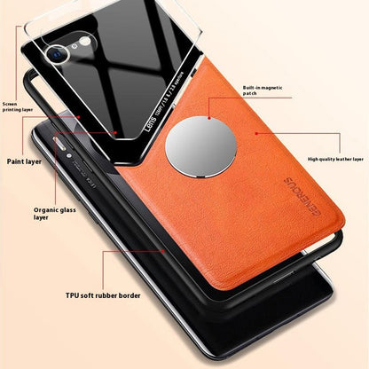 For iPhone 17e / 16e Case Leather Coated PC+TPU Phone Back Cover