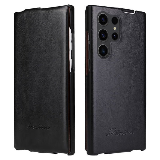 For Samsung Galaxy S25 Ultra Case Vertical Flip PU Leather + PC Phone Cover