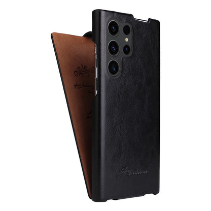 For Samsung Galaxy S25 Ultra Case Vertical Flip PU Leather + PC Phone Cover