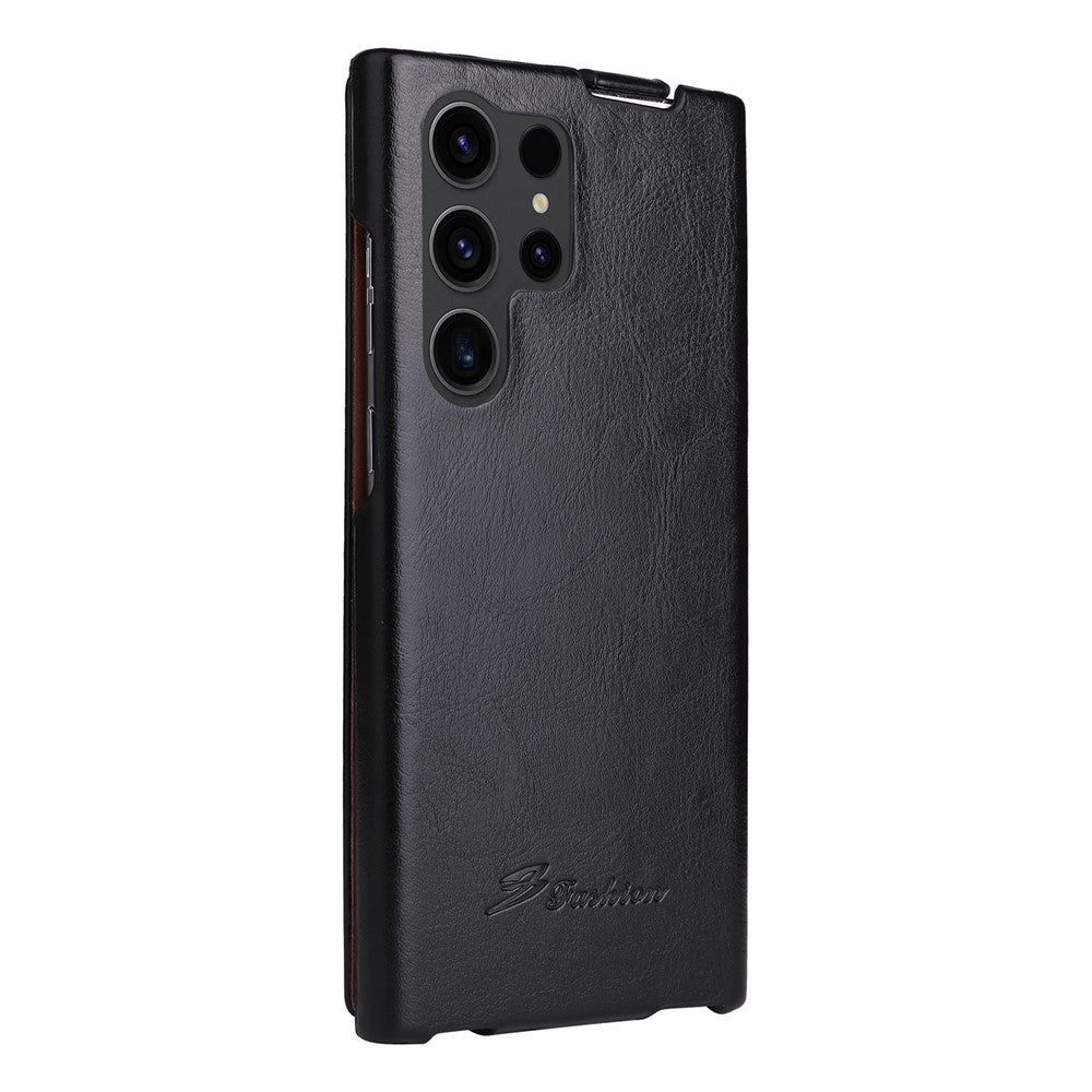 For Samsung Galaxy S25 Ultra Case Vertical Flip PU Leather + PC Phone Cover