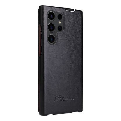 For Samsung Galaxy S25 Ultra Case Vertical Flip PU Leather + PC Phone Cover