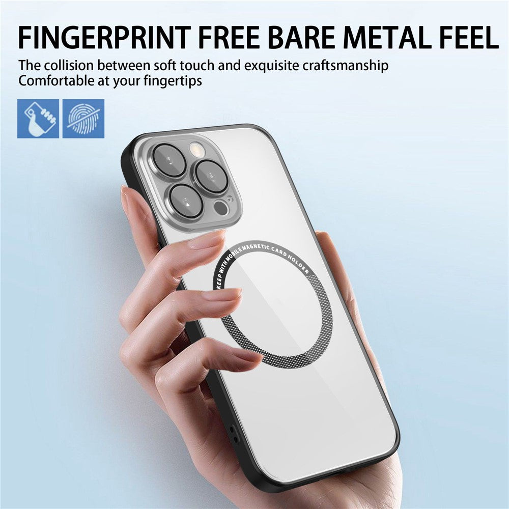 Magnetic Case for iPhone 14 Pro Max Anti-Fingerprint Phone Case Soft TPU Hard PC Shockproof Cover with Metal Lens Protection